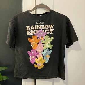 Zara 80s-vibe Care Bears Rainbow Energy Charcoal Graphic Tee, Size 9 Juniors